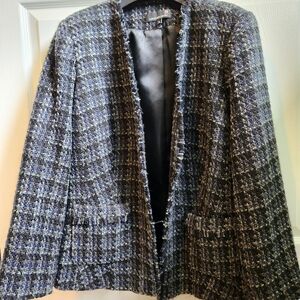 Laura Plus Petite gray/black with blue tattersal pattern